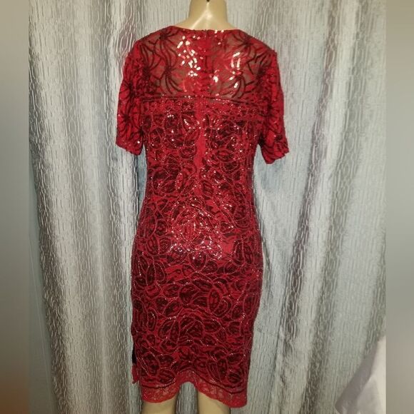 VIJIV+vintage 1920s sequined flapper dress +red new Large - Picture 8 of 16